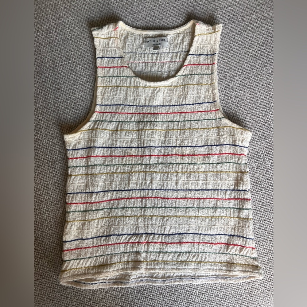 Madewell (Texture & Thread) Cream Multicolor Striped Tank Top - xsmall